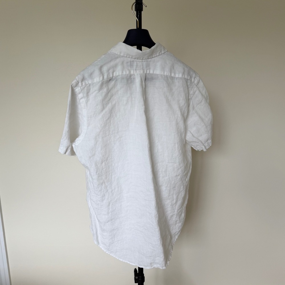 Ralph Lauren White 100% Linen Short Sleeve Button Down Custom Fit Shirt L - Picture 3 of 6